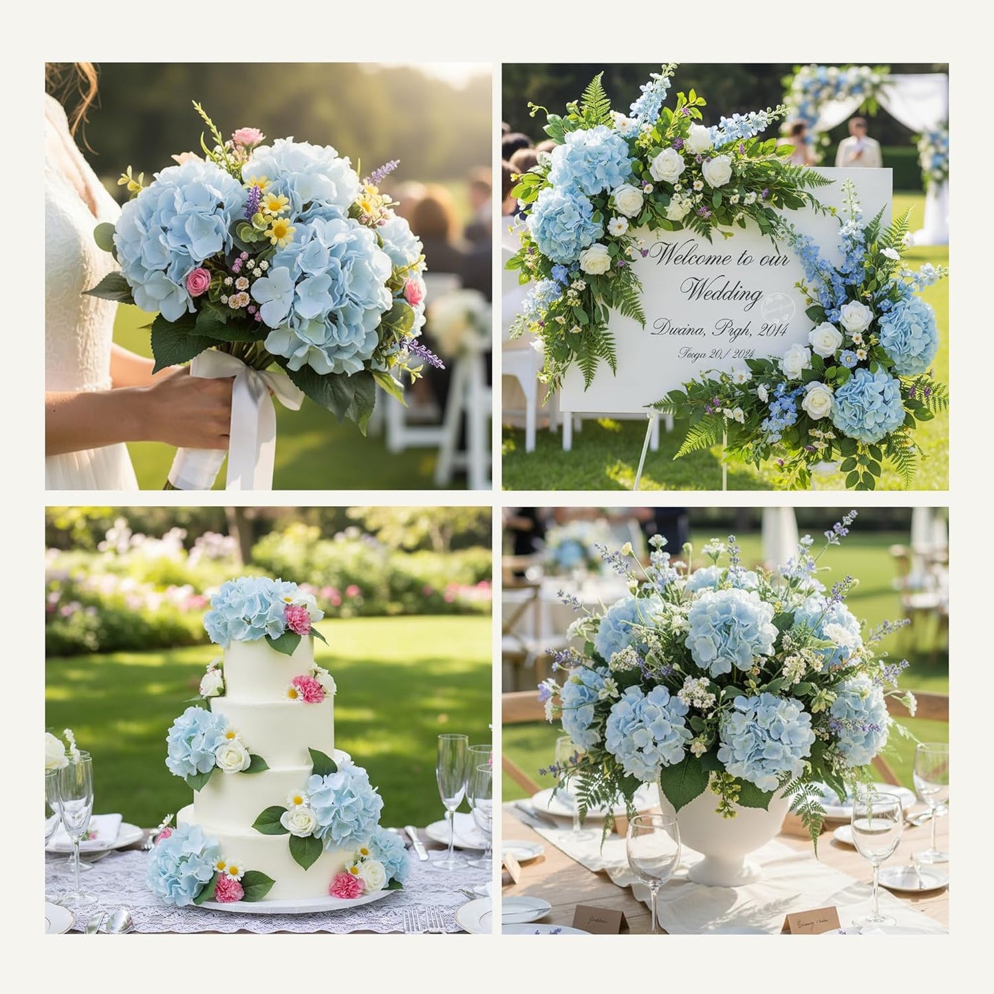 10PCS Pink Hydrangea Artificial Flowers, Faux Hydrangeas Bouquets | with Gift Box, for Wedding Centerpieces, DIY Bouquets, Bridal Shower, Home Decor