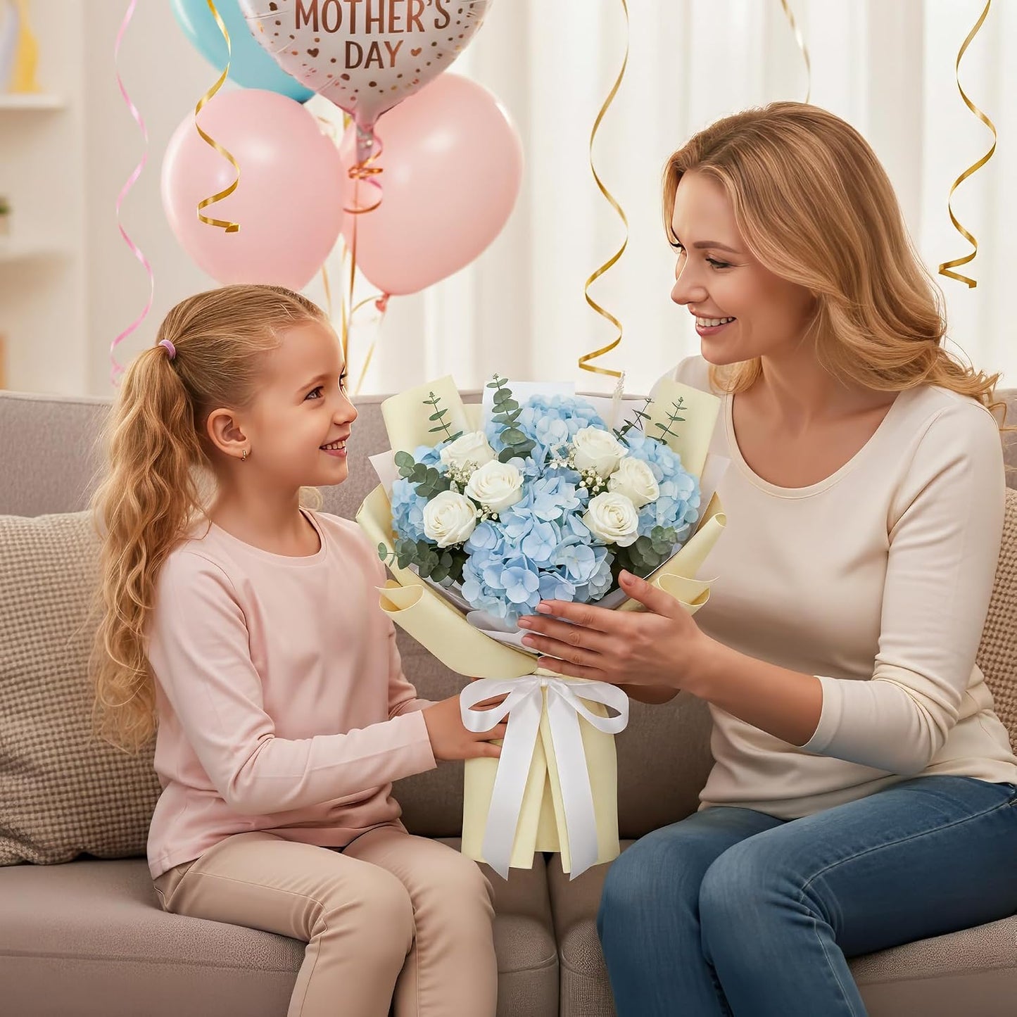 10PCS Pink Hydrangea Artificial Flowers, Faux Hydrangeas Bouquets | with Gift Box, for Wedding Centerpieces, DIY Bouquets, Bridal Shower, Home Decor
