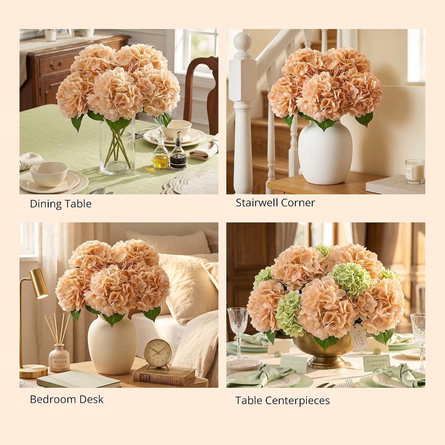 10PCS Pink Hydrangea Artificial Flowers, Faux Hydrangeas Bouquets | with Gift Box, for Wedding Centerpieces, DIY Bouquets, Bridal Shower, Home Decor