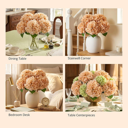 10PCS Pink Hydrangea Artificial Flowers, Faux Hydrangeas Bouquets | with Gift Box, for Wedding Centerpieces, DIY Bouquets, Bridal Shower, Home Decor