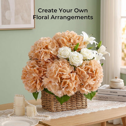 10PCS Pink Hydrangea Artificial Flowers, Faux Hydrangeas Bouquets | with Gift Box, for Wedding Centerpieces, DIY Bouquets, Bridal Shower, Home Decor