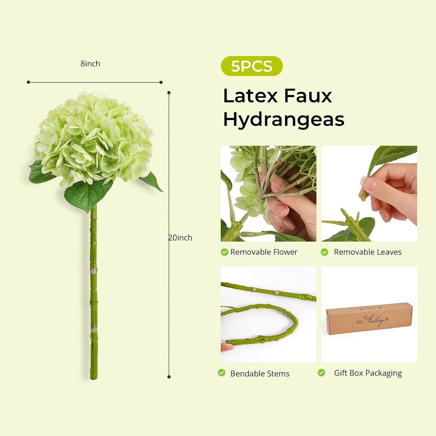 10PCS Pink Hydrangea Artificial Flowers, Faux Hydrangeas Bouquets | with Gift Box, for Wedding Centerpieces, DIY Bouquets, Bridal Shower, Home Decor