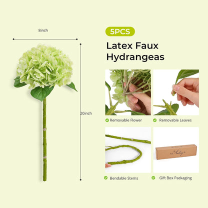 10PCS Pink Hydrangea Artificial Flowers, Faux Hydrangeas Bouquets | with Gift Box, for Wedding Centerpieces, DIY Bouquets, Bridal Shower, Home Decor