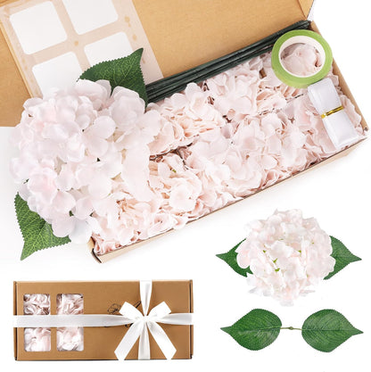 10PCS Pink Hydrangea Artificial Flowers, Faux Hydrangeas Bouquets | with Gift Box, for Wedding Centerpieces, DIY Bouquets, Bridal Shower, Home Decor