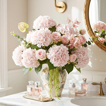 10PCS Pink Hydrangea Artificial Flowers, Faux Hydrangeas Bouquets | with Gift Box, for Wedding Centerpieces, DIY Bouquets, Bridal Shower, Home Decor