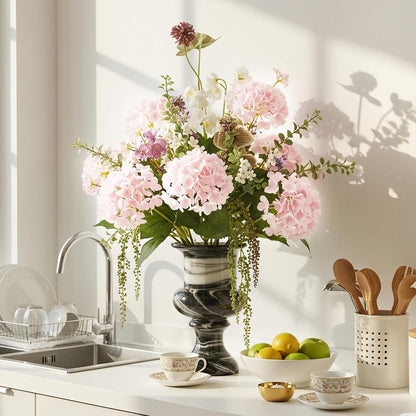 10PCS Pink Hydrangea Artificial Flowers, Faux Hydrangeas Bouquets | with Gift Box, for Wedding Centerpieces, DIY Bouquets, Bridal Shower, Home Decor