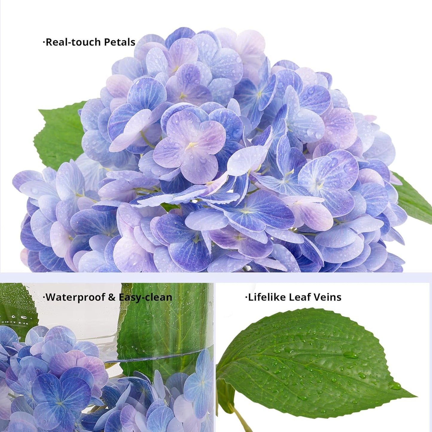 10PCS Pink Hydrangea Artificial Flowers, Faux Hydrangeas Bouquets | with Gift Box, for Wedding Centerpieces, DIY Bouquets, Bridal Shower, Home Decor