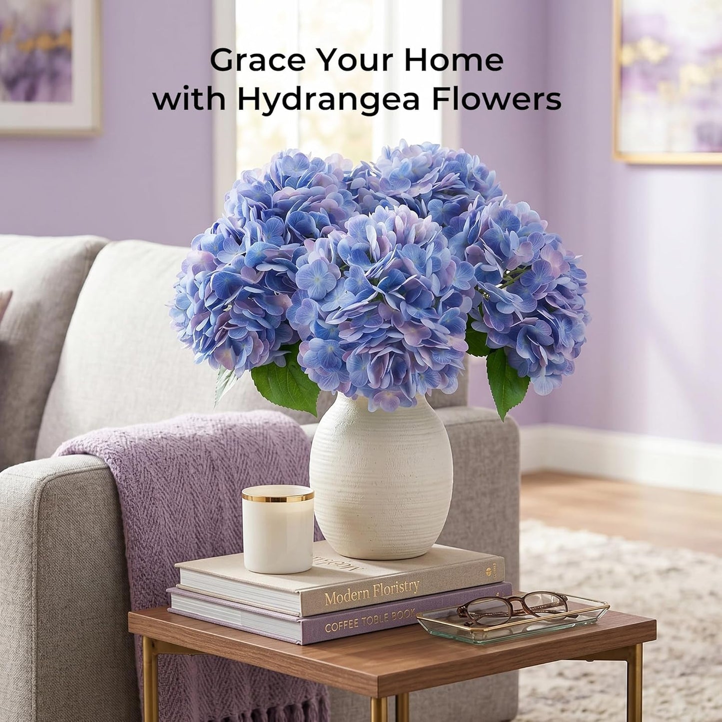 10PCS Pink Hydrangea Artificial Flowers, Faux Hydrangeas Bouquets | with Gift Box, for Wedding Centerpieces, DIY Bouquets, Bridal Shower, Home Decor