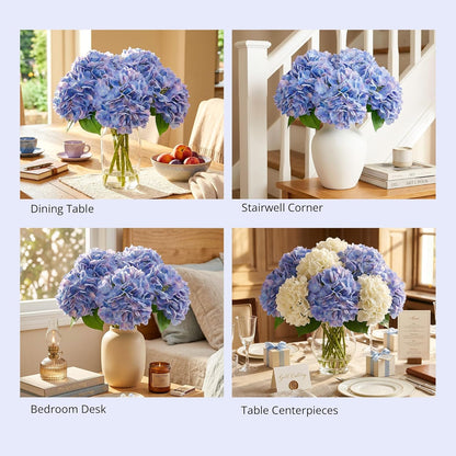 10PCS Pink Hydrangea Artificial Flowers, Faux Hydrangeas Bouquets | with Gift Box, for Wedding Centerpieces, DIY Bouquets, Bridal Shower, Home Decor