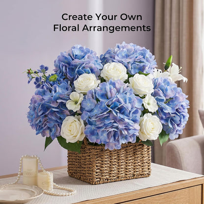 10PCS Pink Hydrangea Artificial Flowers, Faux Hydrangeas Bouquets | with Gift Box, for Wedding Centerpieces, DIY Bouquets, Bridal Shower, Home Decor