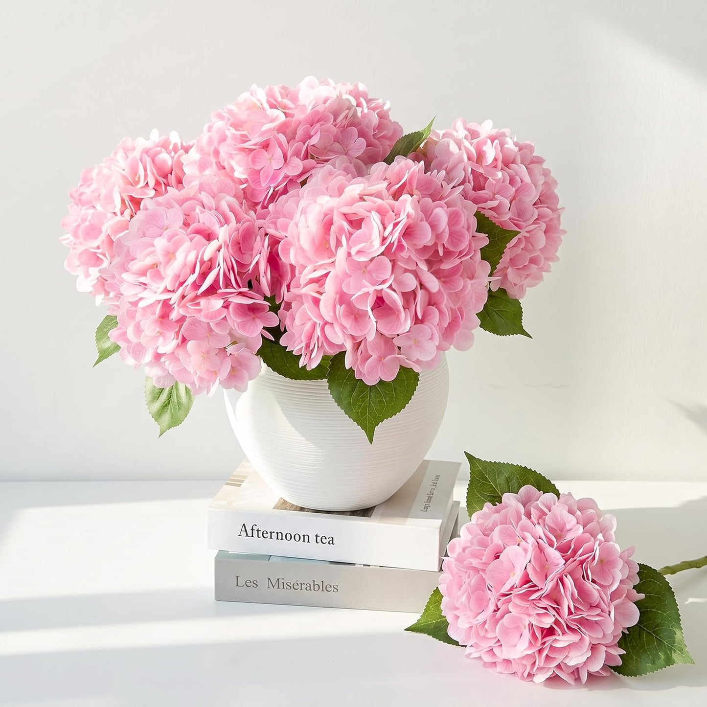 10PCS Pink Hydrangea Artificial Flowers, Faux Hydrangeas Bouquets | with Gift Box, for Wedding Centerpieces, DIY Bouquets, Bridal Shower, Home Decor