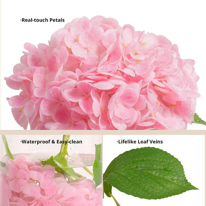 10PCS Pink Hydrangea Artificial Flowers, Faux Hydrangeas Bouquets | with Gift Box, for Wedding Centerpieces, DIY Bouquets, Bridal Shower, Home Decor