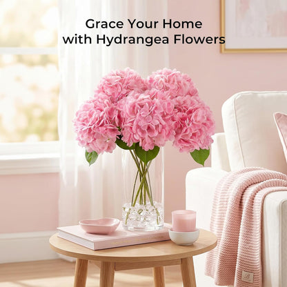 10PCS Pink Hydrangea Artificial Flowers, Faux Hydrangeas Bouquets | with Gift Box, for Wedding Centerpieces, DIY Bouquets, Bridal Shower, Home Decor