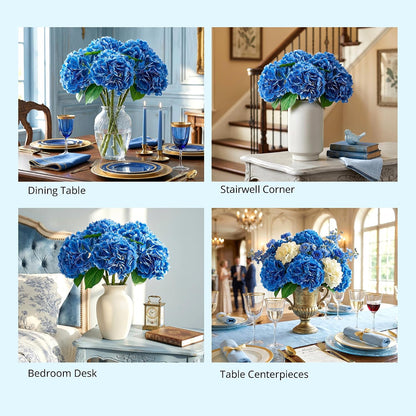 10PCS Pink Hydrangea Artificial Flowers, Faux Hydrangeas Bouquets | with Gift Box, for Wedding Centerpieces, DIY Bouquets, Bridal Shower, Home Decor