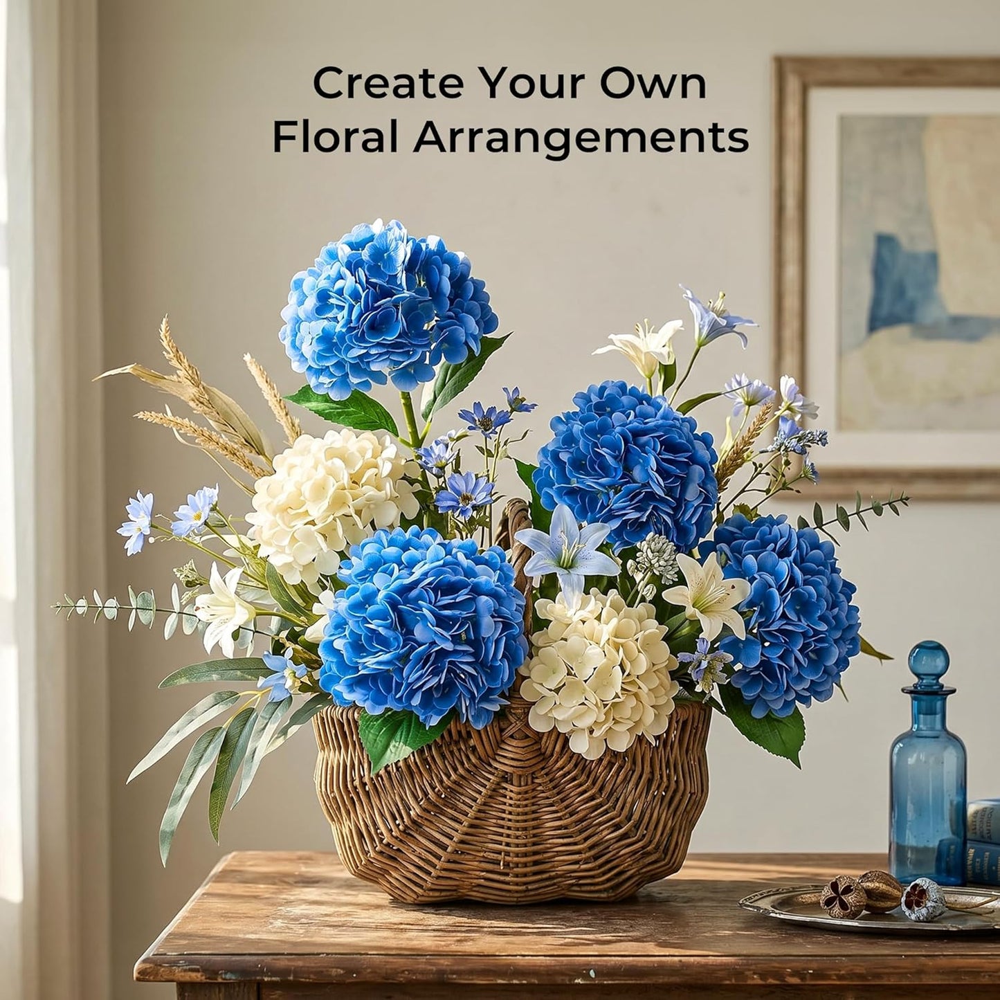 10PCS Pink Hydrangea Artificial Flowers, Faux Hydrangeas Bouquets | with Gift Box, for Wedding Centerpieces, DIY Bouquets, Bridal Shower, Home Decor