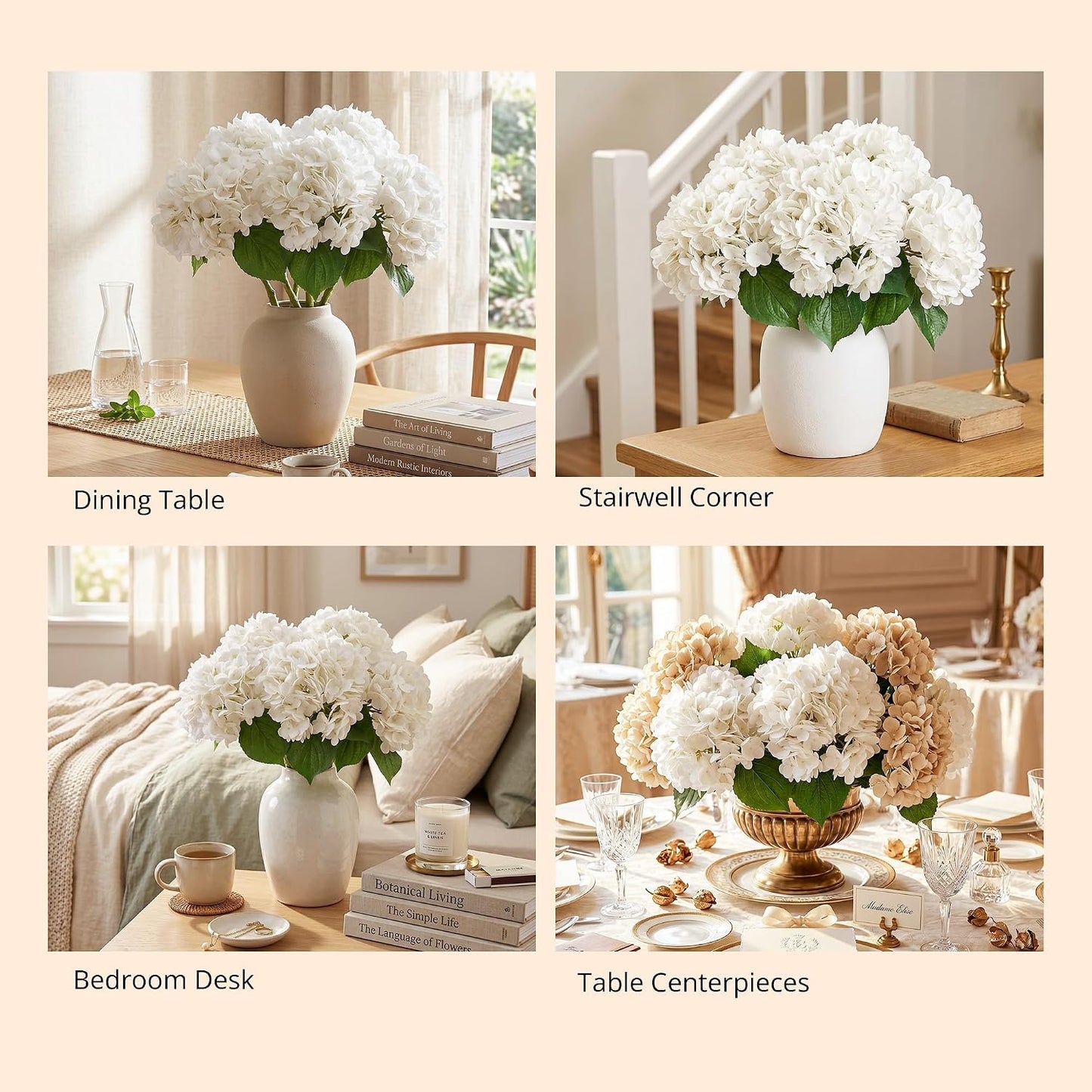 10PCS Pink Hydrangea Artificial Flowers, Faux Hydrangeas Bouquets | with Gift Box, for Wedding Centerpieces, DIY Bouquets, Bridal Shower, Home Decor