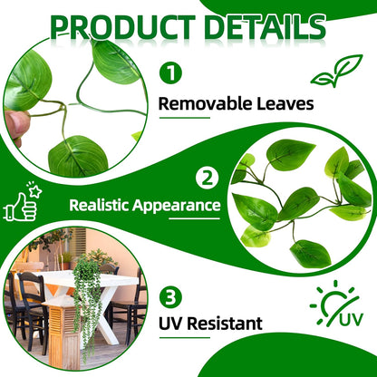 Artificial Hanging Plants for Shelf, 4 Pack Fake Potted Greenery Plant Faux Mandala Vine, String of Pearls, Ivy Vine,Persian Grass Fern in Pot for Desk Home Bathroom Farmhouse Room Table Decor