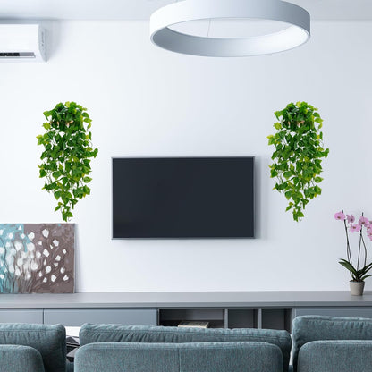 Fake Hanging Plants, Artificial Pothos Vines Faux Plants Greenery for Wall Home Living Room Office Indoor Outdoor Decor (No Baskets)