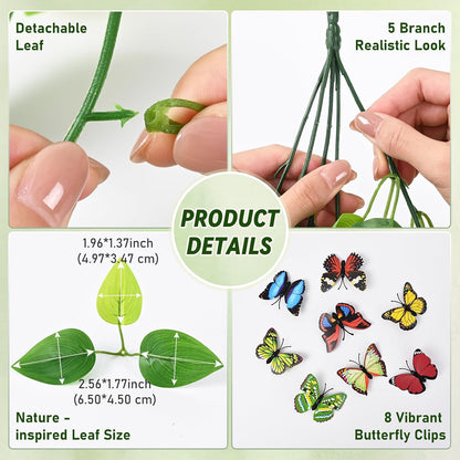 Fake Hanging Plants, Artificial Pothos Vines Faux Plants Greenery for Wall Home Living Room Office Indoor Outdoor Decor (No Baskets)