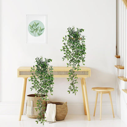 Fake Hanging Plants, Artificial Pothos Vines Faux Plants Greenery for Wall Home Living Room Office Indoor Outdoor Decor (No Baskets)