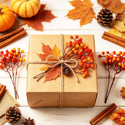 20 Pack 7 Inch Fall Artificial Orange Berry Stems Orange Berries Picks Holly Berry Branches Decorations for Tree Ornaments Fall Bouquets Wreath DIY Crafts Thanksgiving Harvest Autumn Home Decor