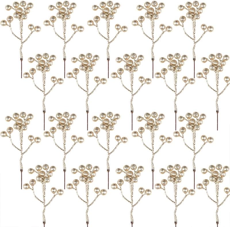 20 Pack 7 Inch Fall Artificial Orange Berry Stems Orange Berries Picks Holly Berry Branches Decorations for Tree Ornaments Fall Bouquets Wreath DIY Crafts Thanksgiving Harvest Autumn Home Decor