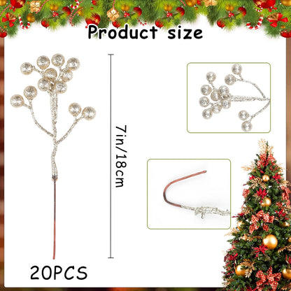 20 Pack 7 Inch Fall Artificial Orange Berry Stems Orange Berries Picks Holly Berry Branches Decorations for Tree Ornaments Fall Bouquets Wreath DIY Crafts Thanksgiving Harvest Autumn Home Decor