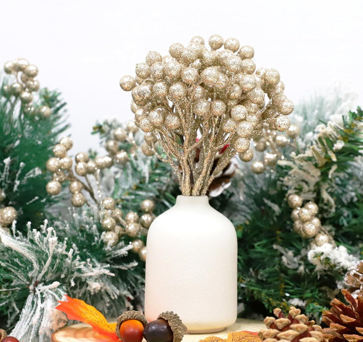 20 Pack 7 Inch Fall Artificial Orange Berry Stems Orange Berries Picks Holly Berry Branches Decorations for Tree Ornaments Fall Bouquets Wreath DIY Crafts Thanksgiving Harvest Autumn Home Decor