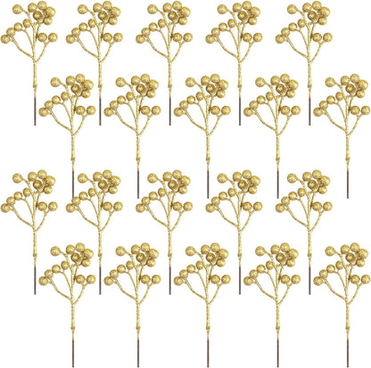20 Pack 7 Inch Fall Artificial Orange Berry Stems Orange Berries Picks Holly Berry Branches Decorations for Tree Ornaments Fall Bouquets Wreath DIY Crafts Thanksgiving Harvest Autumn Home Decor
