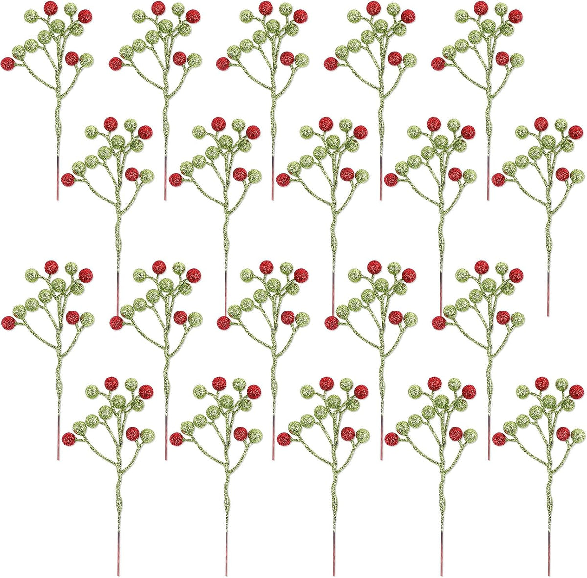 20 Pack 7 Inch Fall Artificial Orange Berry Stems Orange Berries Picks Holly Berry Branches Decorations for Tree Ornaments Fall Bouquets Wreath DIY Crafts Thanksgiving Harvest Autumn Home Decor