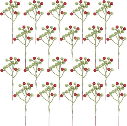 20 Pack 7 Inch Fall Artificial Orange Berry Stems Orange Berries Picks Holly Berry Branches Decorations for Tree Ornaments Fall Bouquets Wreath DIY Crafts Thanksgiving Harvest Autumn Home Decor