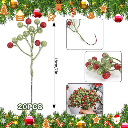 20 Pack 7 Inch Fall Artificial Orange Berry Stems Orange Berries Picks Holly Berry Branches Decorations for Tree Ornaments Fall Bouquets Wreath DIY Crafts Thanksgiving Harvest Autumn Home Decor