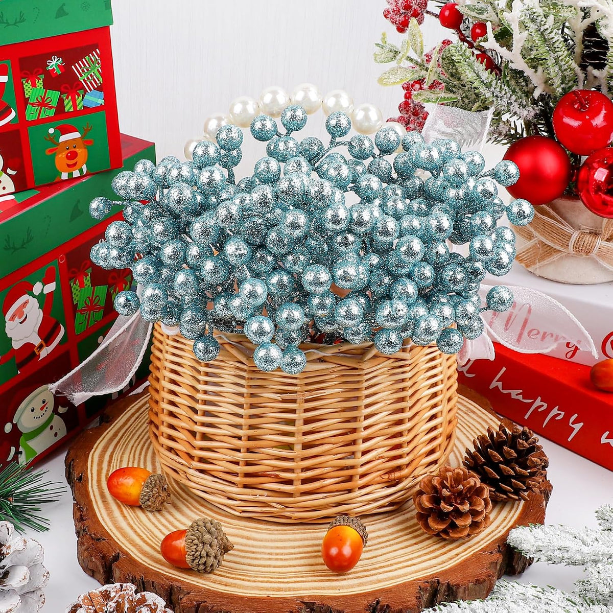 20 Pack 7 Inch Fall Artificial Orange Berry Stems Orange Berries Picks Holly Berry Branches Decorations for Tree Ornaments Fall Bouquets Wreath DIY Crafts Thanksgiving Harvest Autumn Home Decor