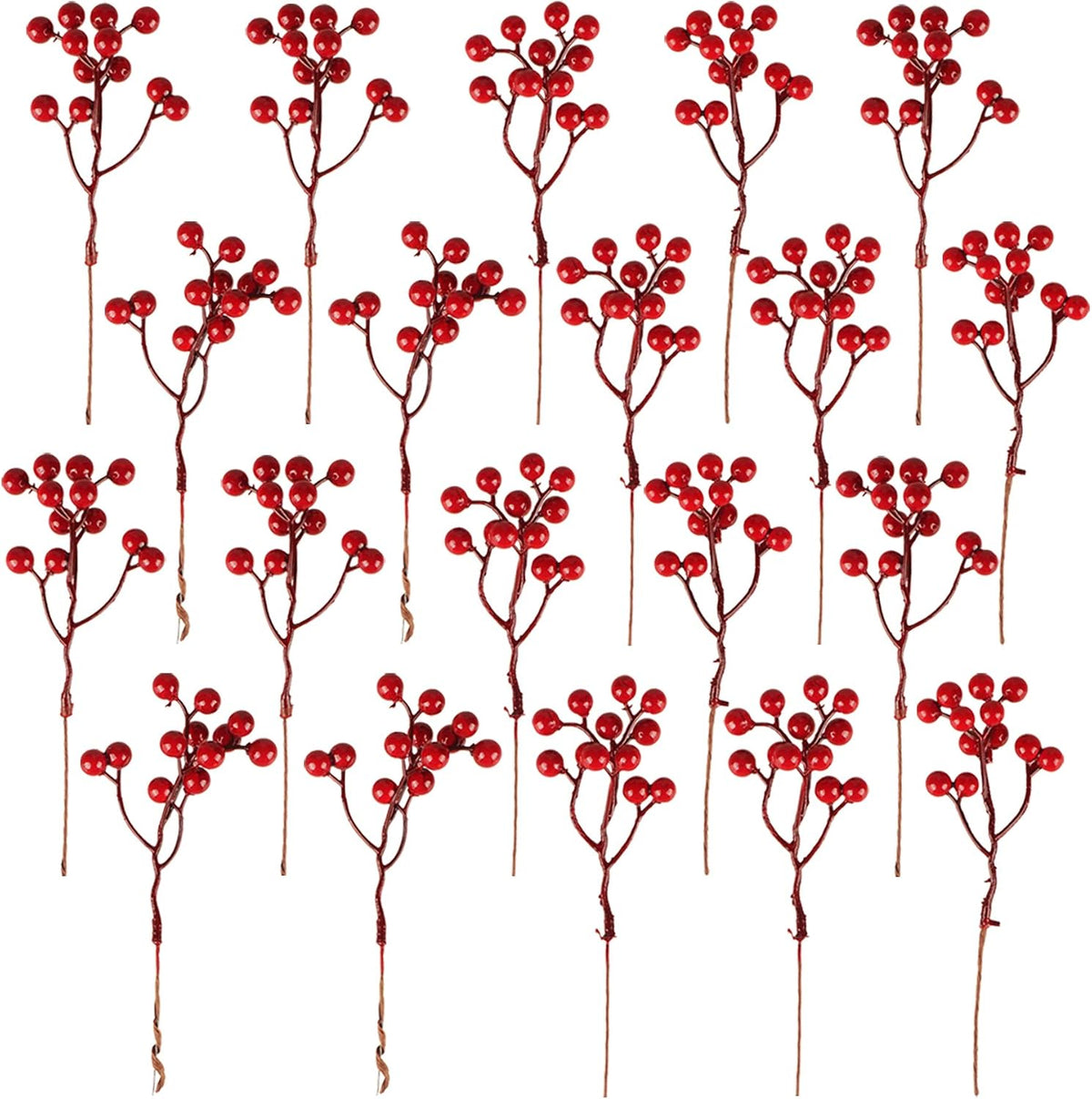 20 Pack 7 Inch Fall Artificial Orange Berry Stems Orange Berries Picks Holly Berry Branches Decorations for Tree Ornaments Fall Bouquets Wreath DIY Crafts Thanksgiving Harvest Autumn Home Decor