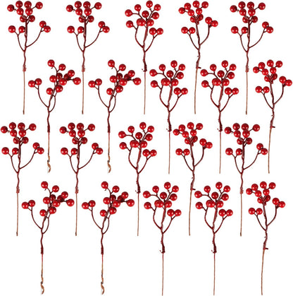 20 Pack 7 Inch Fall Artificial Orange Berry Stems Orange Berries Picks Holly Berry Branches Decorations for Tree Ornaments Fall Bouquets Wreath DIY Crafts Thanksgiving Harvest Autumn Home Decor