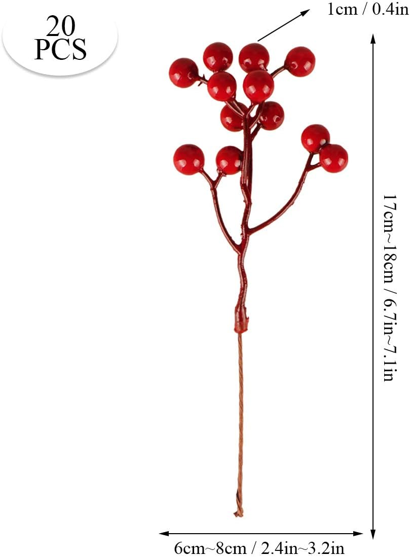 20 Pack 7 Inch Fall Artificial Orange Berry Stems Orange Berries Picks Holly Berry Branches Decorations for Tree Ornaments Fall Bouquets Wreath DIY Crafts Thanksgiving Harvest Autumn Home Decor
