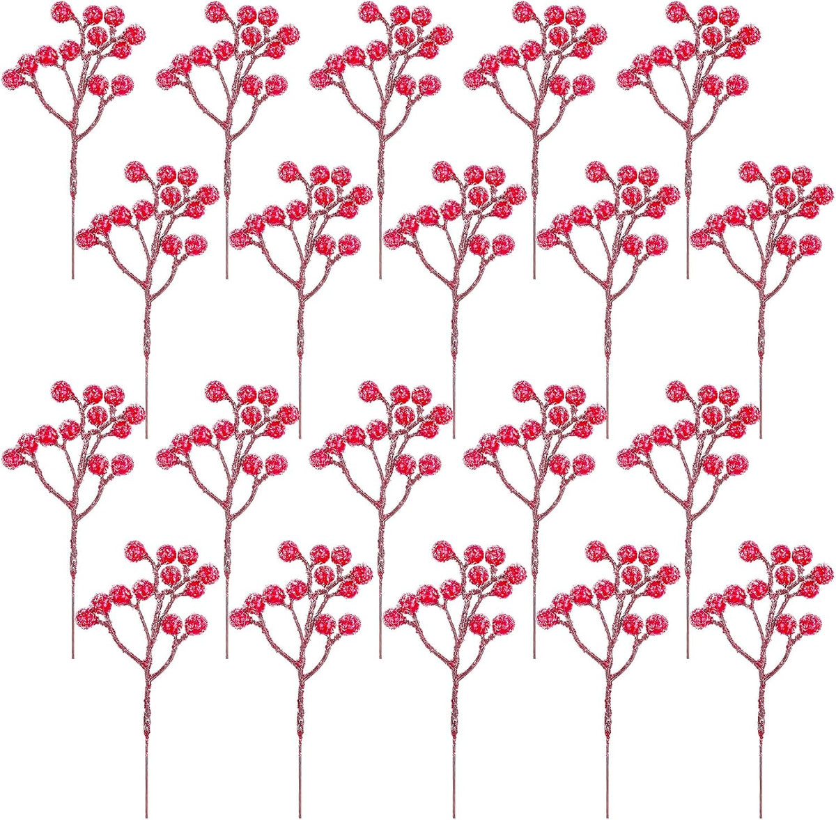 20 Pack 7 Inch Fall Artificial Orange Berry Stems Orange Berries Picks Holly Berry Branches Decorations for Tree Ornaments Fall Bouquets Wreath DIY Crafts Thanksgiving Harvest Autumn Home Decor