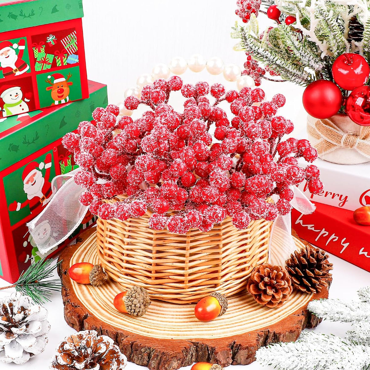 20 Pack 7 Inch Fall Artificial Orange Berry Stems Orange Berries Picks Holly Berry Branches Decorations for Tree Ornaments Fall Bouquets Wreath DIY Crafts Thanksgiving Harvest Autumn Home Decor