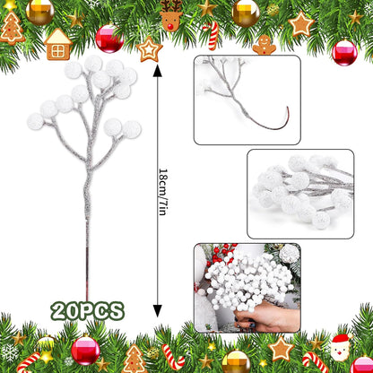 20 Pack 7 Inch Fall Artificial Orange Berry Stems Orange Berries Picks Holly Berry Branches Decorations for Tree Ornaments Fall Bouquets Wreath DIY Crafts Thanksgiving Harvest Autumn Home Decor