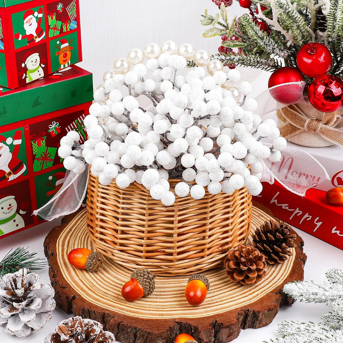 20 Pack 7 Inch Fall Artificial Orange Berry Stems Orange Berries Picks Holly Berry Branches Decorations for Tree Ornaments Fall Bouquets Wreath DIY Crafts Thanksgiving Harvest Autumn Home Decor