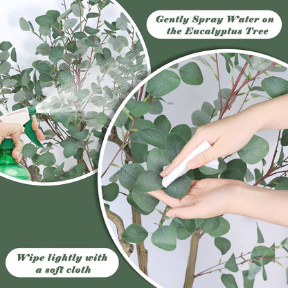 Artificial Eucalyptus Trees with White Planter, 6 FT Faux Eucalyptus Plants Indoor Tall Fake Floor Trees with Silk Leaves and Thick Trunk for Living Room Bedroom Corner Home Office Decoration