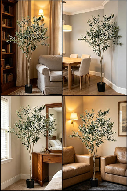 6FT Artificial Olive Tree Indoor for Living Room Decor with Planter