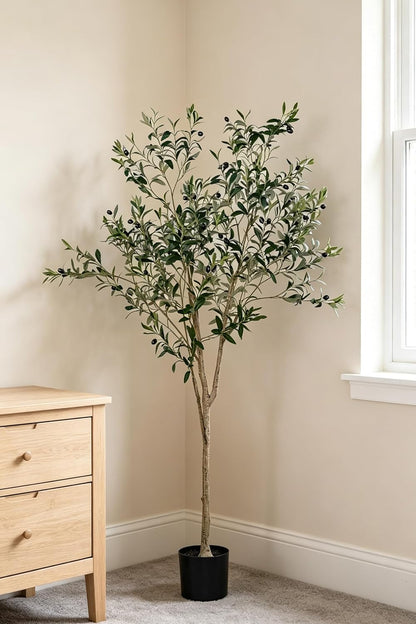 6FT Artificial Olive Tree Indoor for Living Room Decor with Planter