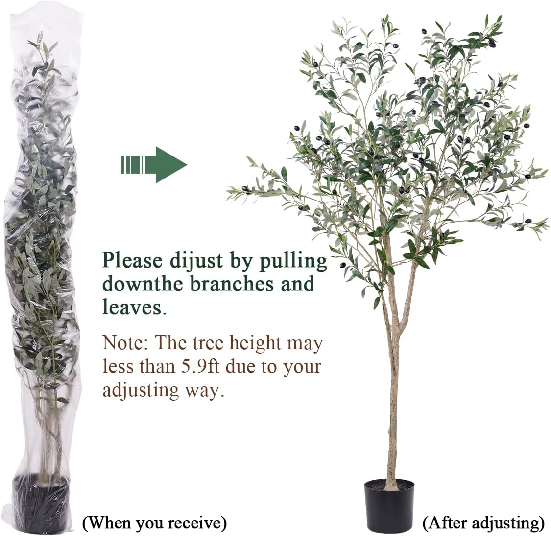 6FT Artificial Olive Tree Indoor for Living Room Decor with Planter