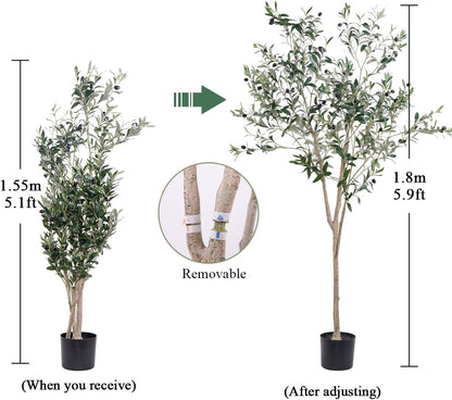 6FT Artificial Olive Tree Indoor for Living Room Decor with Planter