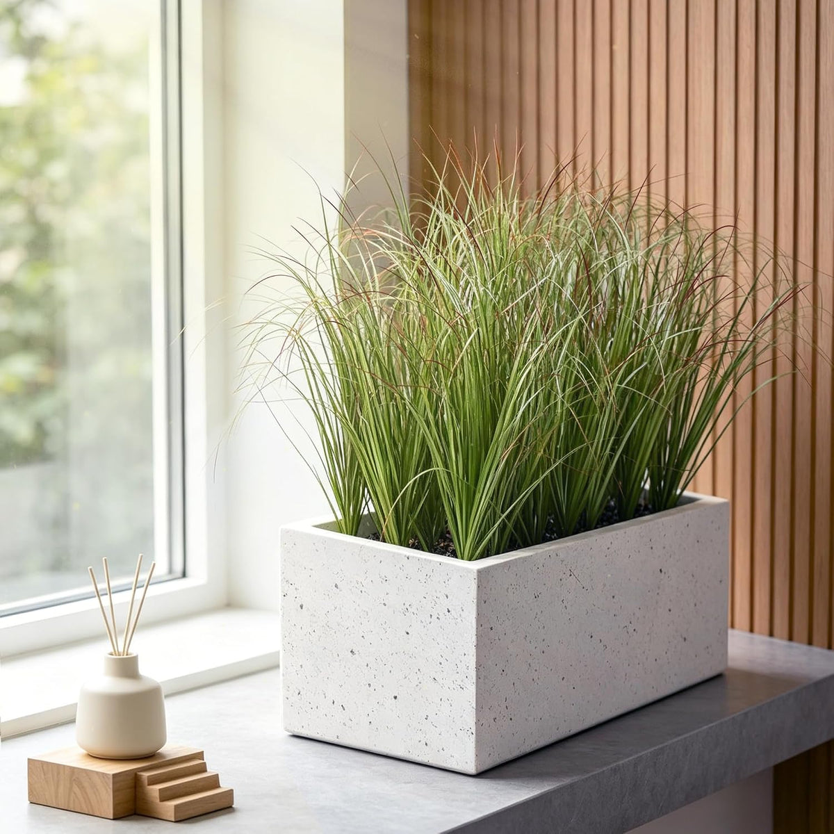 Artificial Plants Outdoor, 21" Faux Grass Greenery Stems Green&Red