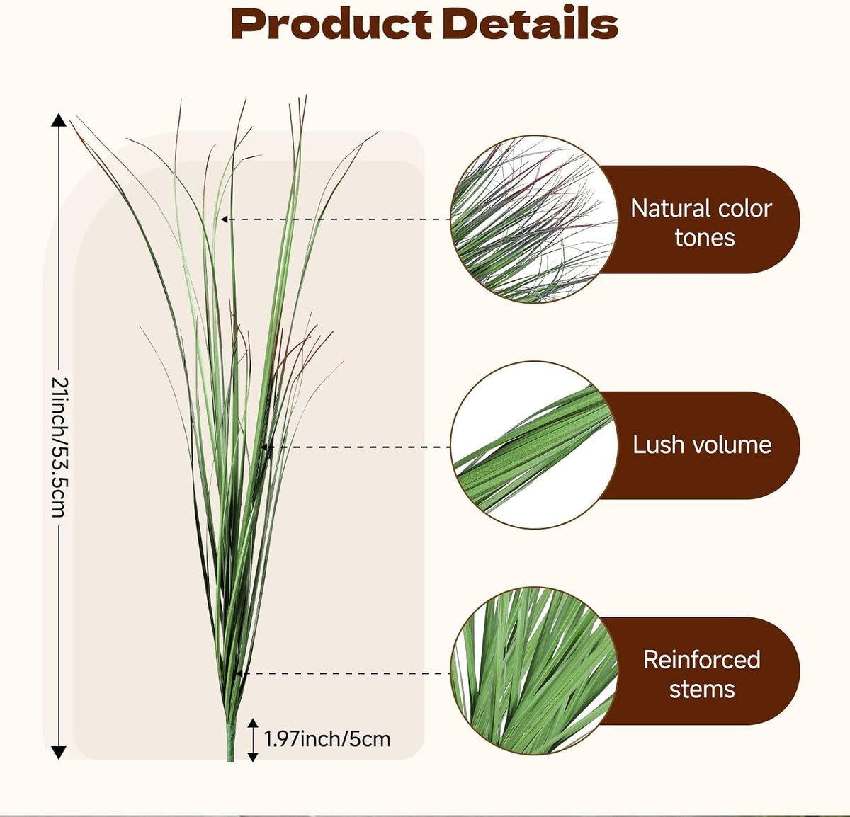 Artificial Plants Outdoor, 21" Faux Grass Greenery Stems Green&Red