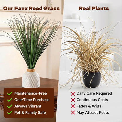 Artificial Plants Outdoor, 21" Faux Grass Greenery Stems Green&Red