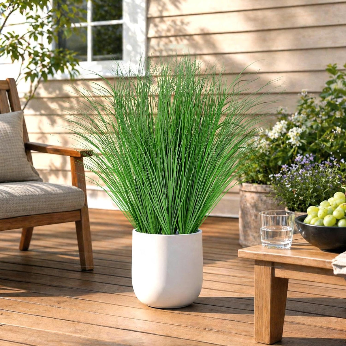 Artificial Plants Outdoor, 21" Faux Grass Greenery Stems Green&Red