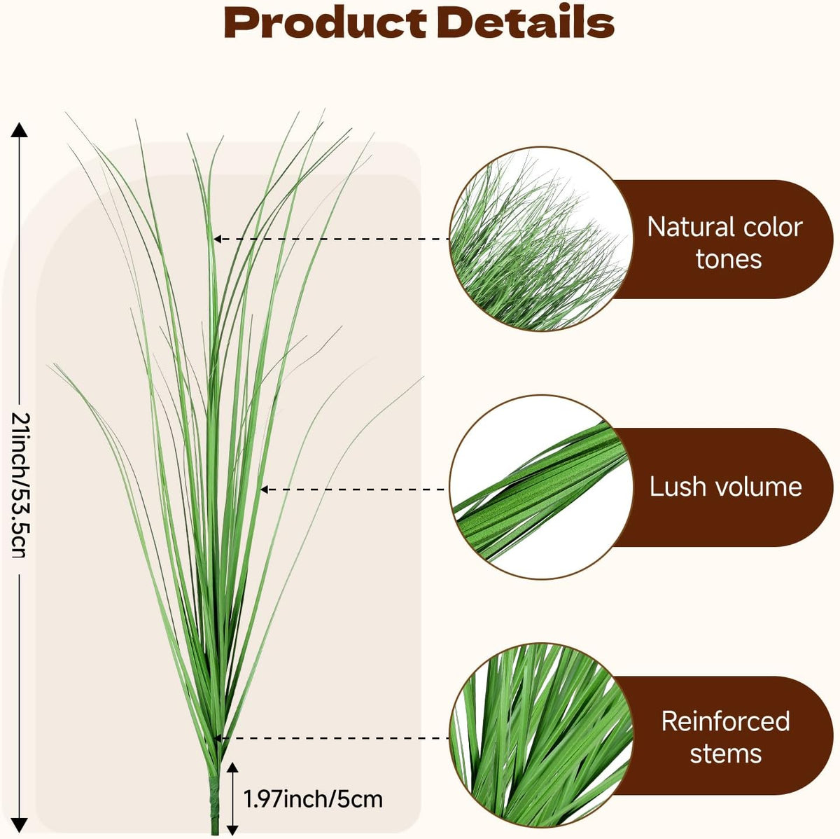 Artificial Plants Outdoor, 21" Faux Grass Greenery Stems Green&Red